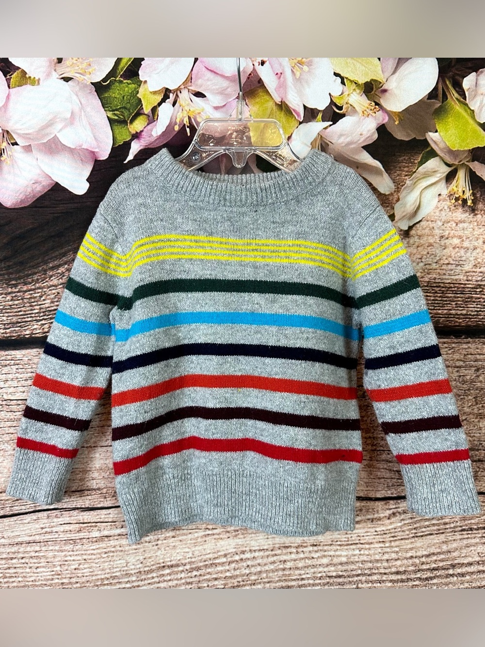 Toddler Boys Cotton Wool Multicolored Striped Knit Sweater Pullover